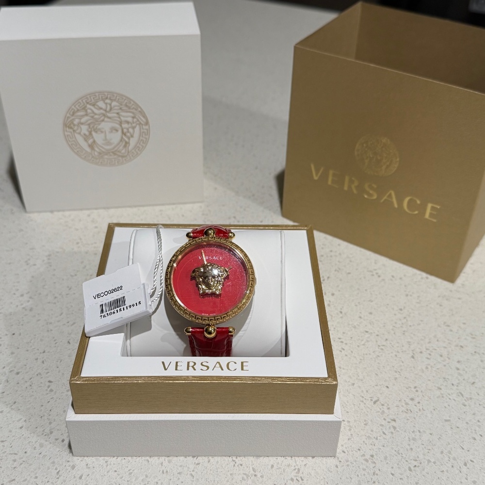 VERSACE Palazzo Empire Strap Watch - Red w/ Watch Box